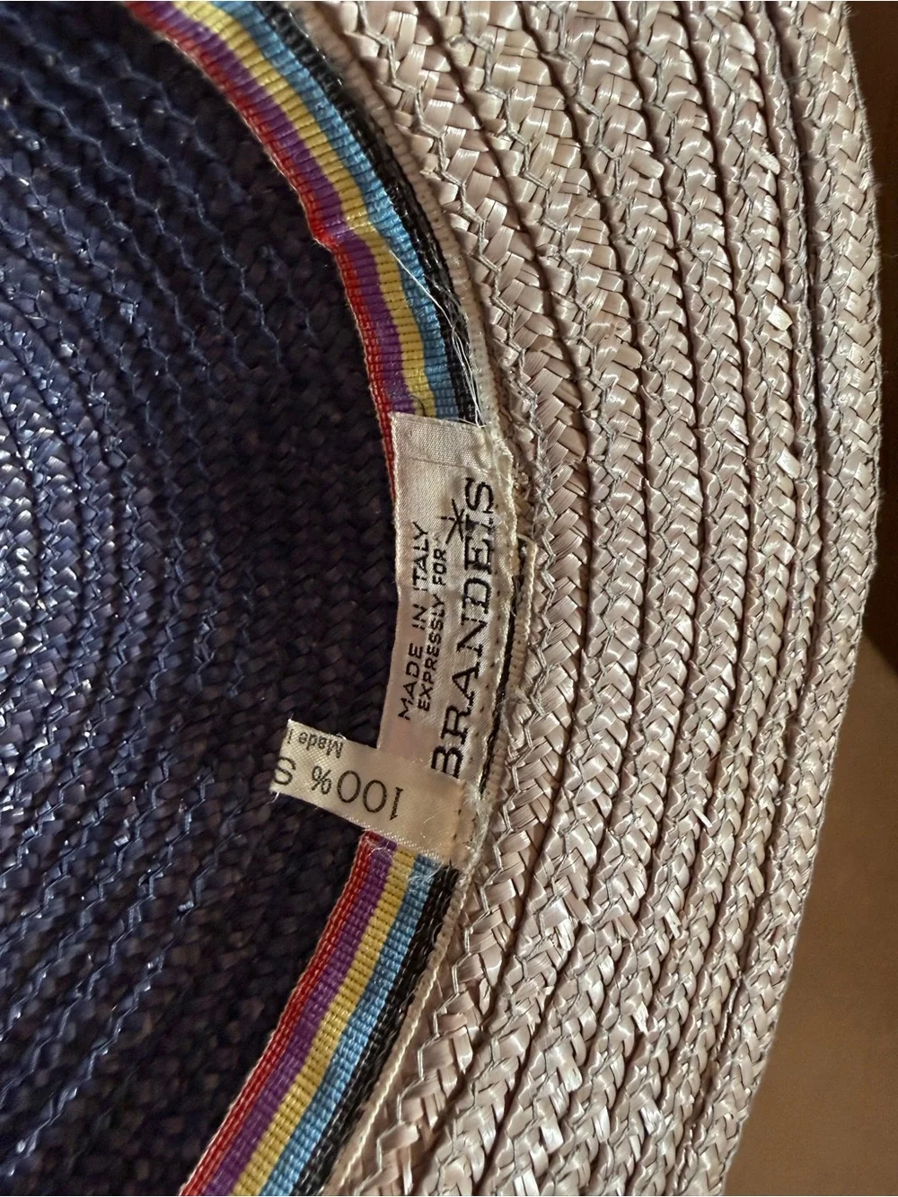 Vintage Italian Brandeis natural straw Grey tan Art deco short brim sun hat - Picture 4 of 17